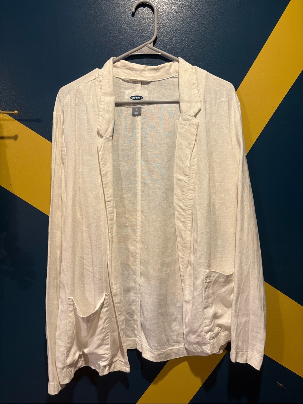 Old Navy White Linen Open Front Blazer EUC